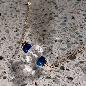 Elegant Gold and Blue Crystal Necklace